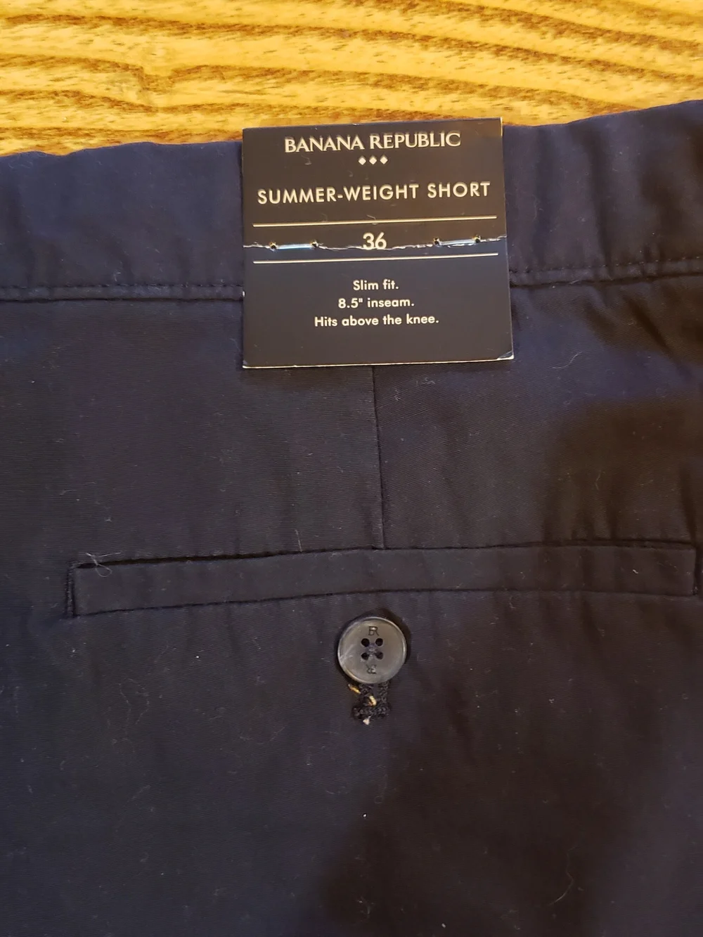 Banana Republic Classic Navy Cotton-Blend Chino Shorts with Side Adjusters